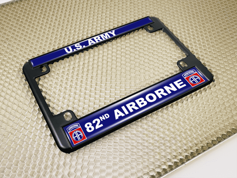 U.S. Army 82nd Airborne - Motorcycle Metal License Plate Frame